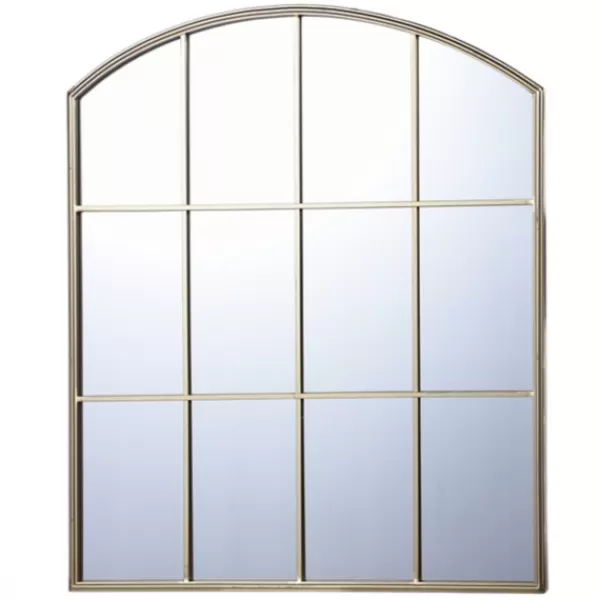 Decorative Mirrors-Kirkland's Home Gold Metal Arch Frame Pane Overlay Wall Mirror