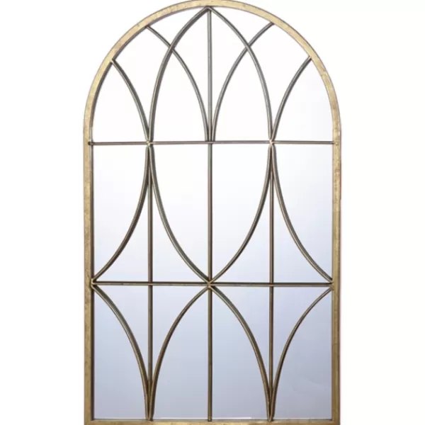 Decorative Mirrors-Kirkland's Home Gold Metal Arch Fretwork Wall Mirror