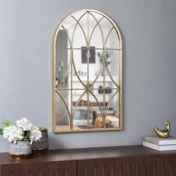 Decorative Mirrors-Kirkland's Home Gold Metal Arch Fretwork Wall Mirror