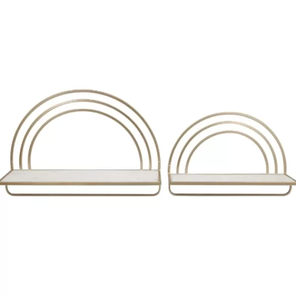 Shelves-Kirkland's Home Gold Metal Arched Frame Wall Shelves, Set Of 2