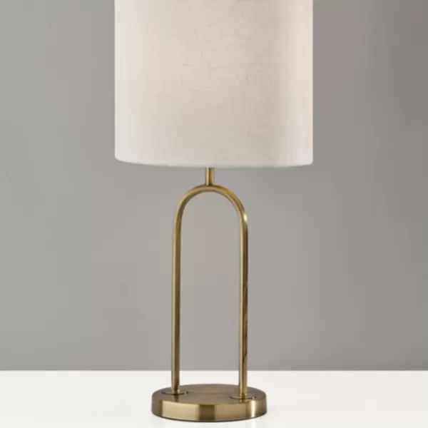 Table Lamps-Kirkland's Home Gold Metal Arched Table Lamp Ivory