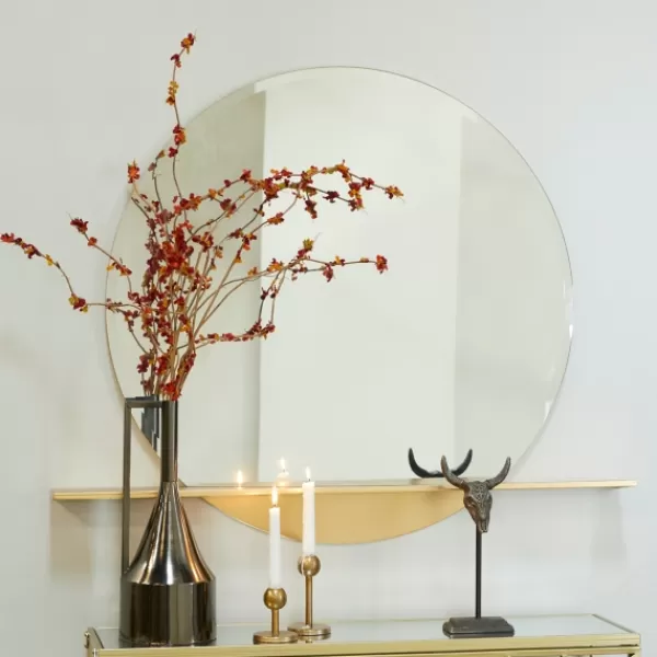 Decorative Mirrors-Kirkland's Home Gold Metal Emery Mirror With Shelf