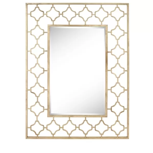 Decorative Mirrors-Kirkland's Home Gold Metal Quatrefoil Frame Mirror