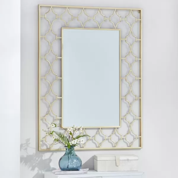 Decorative Mirrors-Kirkland's Home Gold Metal Quatrefoil Frame Mirror