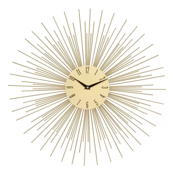 Clocks-Kirkland's Home Gold Metal Sunburst Wall Clock