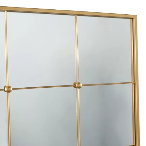 Decorative Mirrors-Kirkland's Home Gold Metal Windowpane Wall Mirror