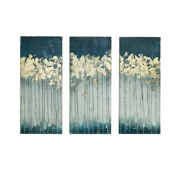 Canvas Art-Kirkland's Home Gold Midnight Forest Canvas Art Prints, Set Of 3 Blue/Gold