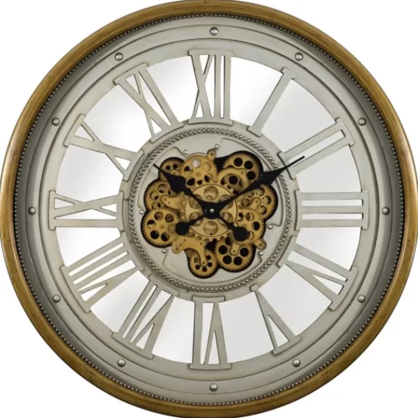 Clocks-Kirkland's Home Gold Moving Gears Open Wall Clock