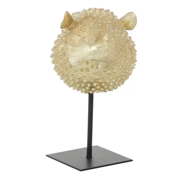 Statues & Figurines-Kirkland's Home Gold Puffer Fish Sculpture Gold/Black