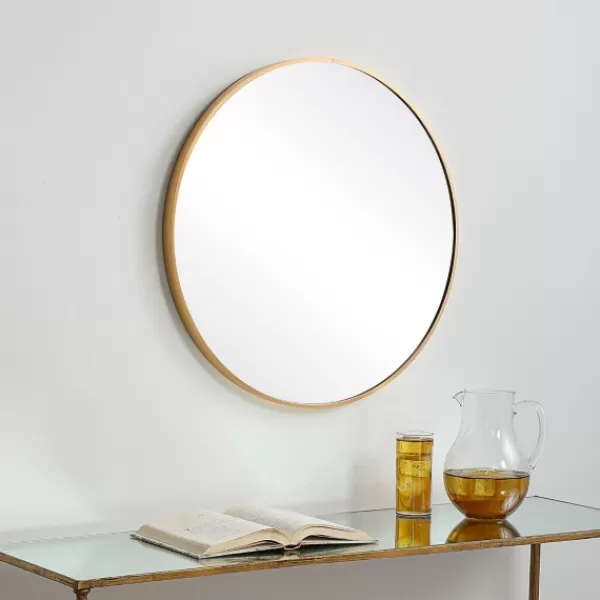 Framed Mirrors-Kirkland's Home Gold Round Simple Frame Large Wall Mirror