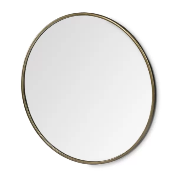 Decorative Mirrors-Kirkland's Home Gold Round Thin Metal Frame Wall Mirror