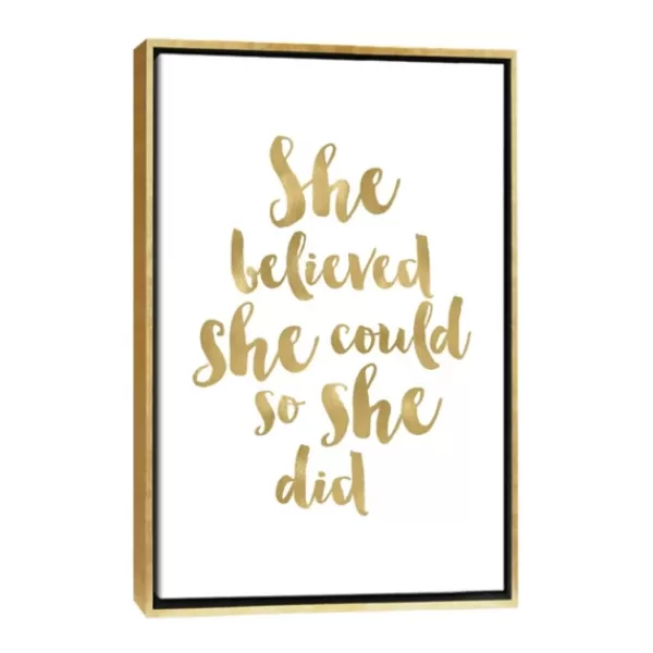 Wall Quotes & Signs-Kirkland's Home Gold She Believed She Could Canvas Wall Plaque White/Gold