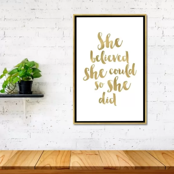 Wall Quotes & Signs-Kirkland's Home Gold She Believed She Could Canvas Wall Plaque White/Gold