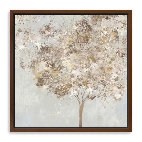 Framed Art-Kirkland's Home Gold Shimmering Tree Framed Canvas Art Print Gray/Brown/Gold