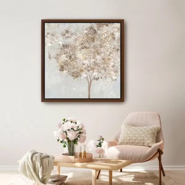 Framed Art-Kirkland's Home Gold Shimmering Tree Framed Canvas Art Print Gray/Brown/Gold