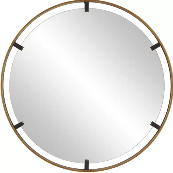 Decorative Mirrors-Kirkland's Home Gold Suspended Round Wall Mirror