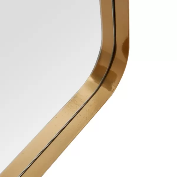 Decorative Mirrors-Kirkland's Home Gold Thin Iron Frame Curved Corner Mirror