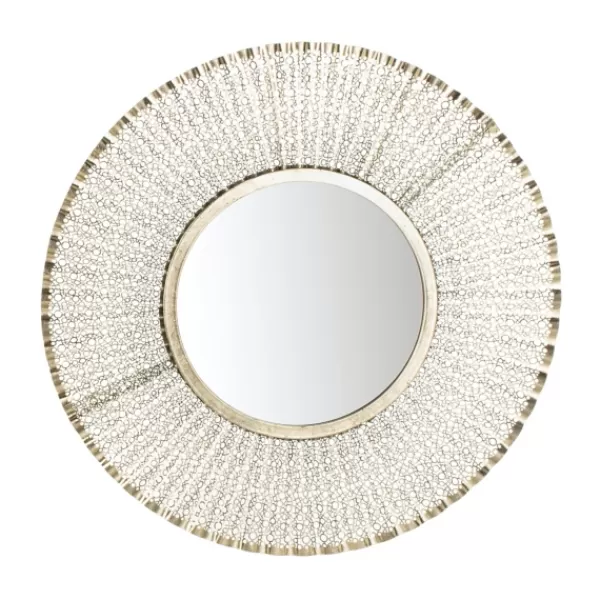 Decorative Mirrors-Kirkland's Home Gold Trim Metal Round Frame Mirror