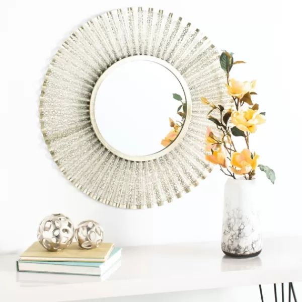 Decorative Mirrors-Kirkland's Home Gold Trim Metal Round Frame Mirror