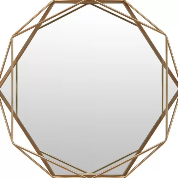 Decorative Mirrors-Kirkland's Home Gold Wire Metal Hexagon Frame Wall Mirror