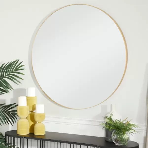 Decorative Mirrors-Kirkland's Home Gold Wood Round Frame Mirror