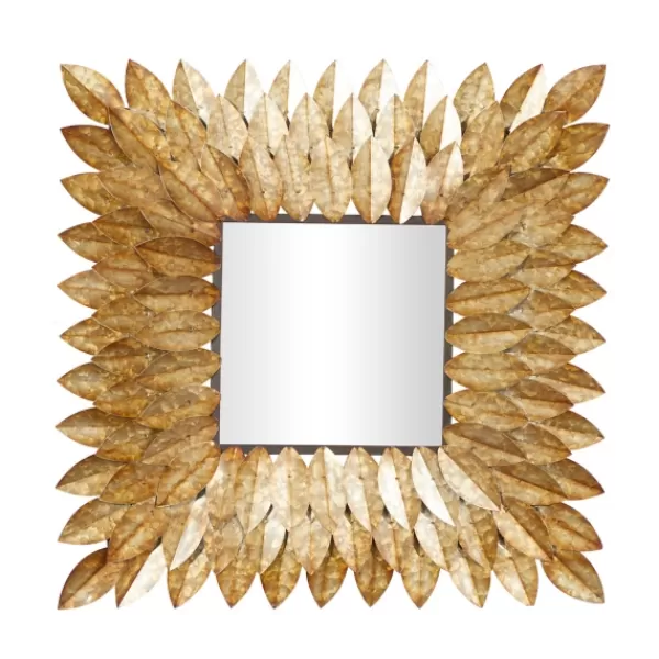 Framed Mirrors-Kirkland's Home Golden Leaves Metal Framed Mirror