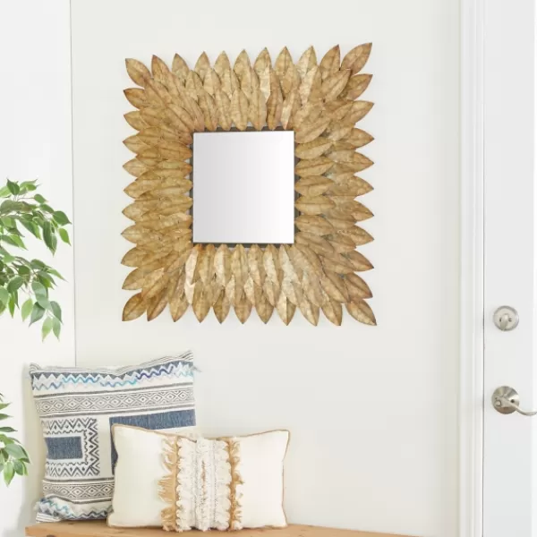 Framed Mirrors-Kirkland's Home Golden Leaves Metal Framed Mirror