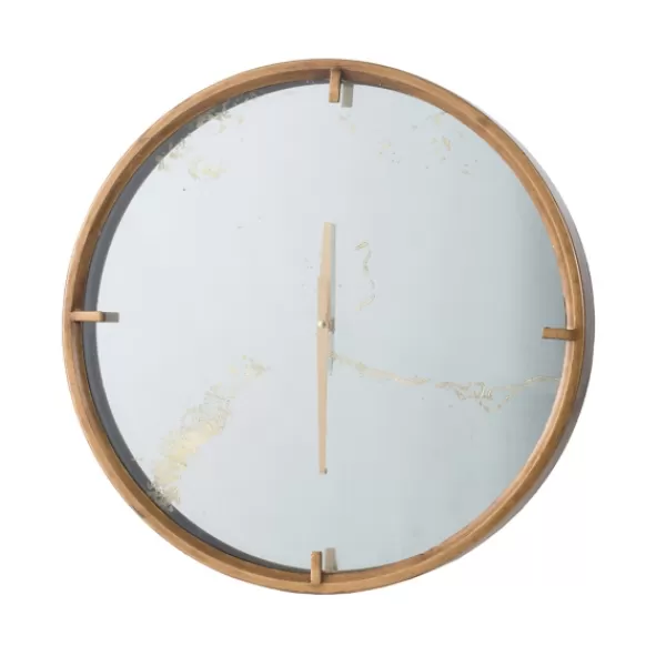 Clocks-Kirkland's Home Golden Mirrored Marbling Wall Clock