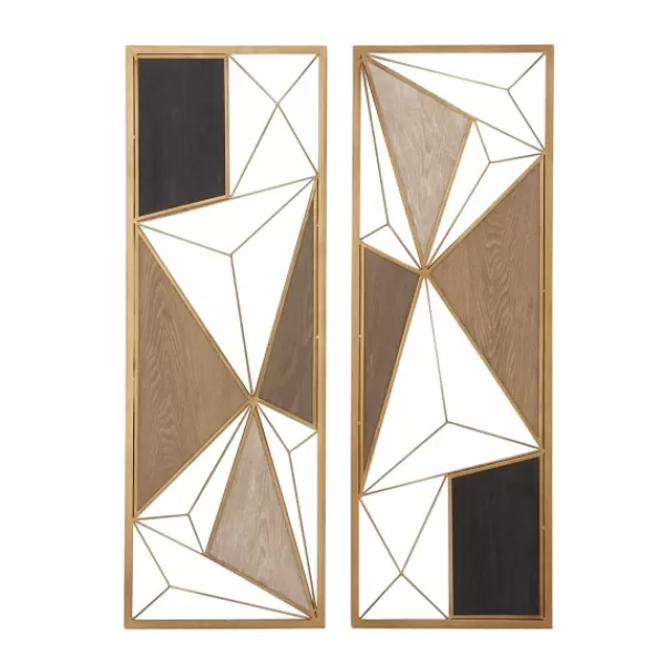 Wall Plaques-Kirkland's Home Golden Mocha Triangular Cut-Out Plaques, Set Of 2 Gold/Brown/Black