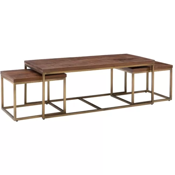 Coffee Tables-Kirkland's Home Golden Nesting 3-Pc. Coffee And Accent Table Set Brown