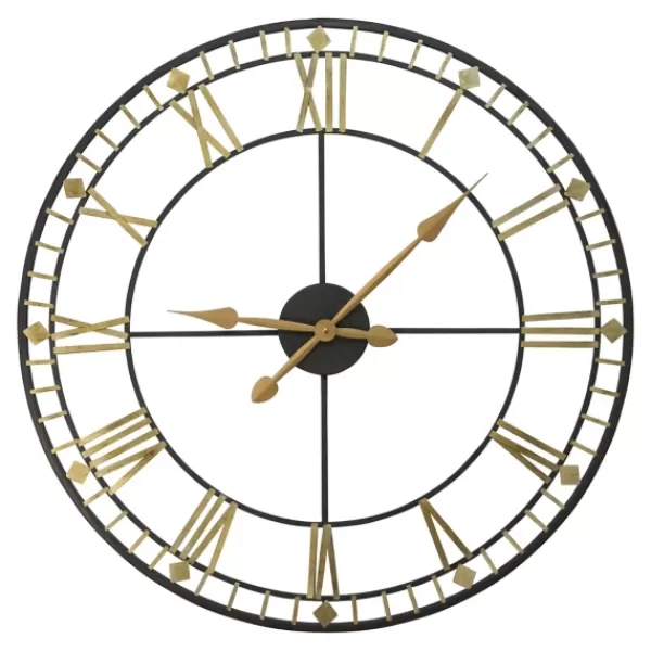 Clocks-Kirkland's Home Golden Open Face Industrial Wall Clock