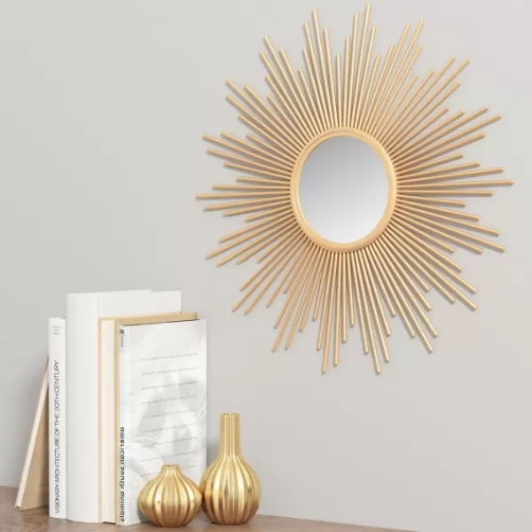 Decorative Mirrors-Kirkland's Home Golden Sunburst Small Decorative Wall Mirror