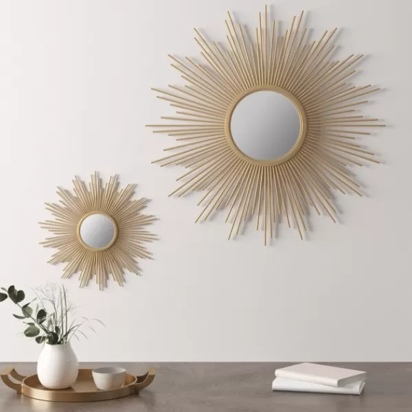 Decorative Mirrors-Kirkland's Home Golden Sunburst Small Decorative Wall Mirror