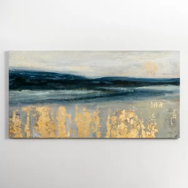 Canvas Art-Kirkland's Home Golden Turquoise Abstract Canvas Wall Art Gold/Blue