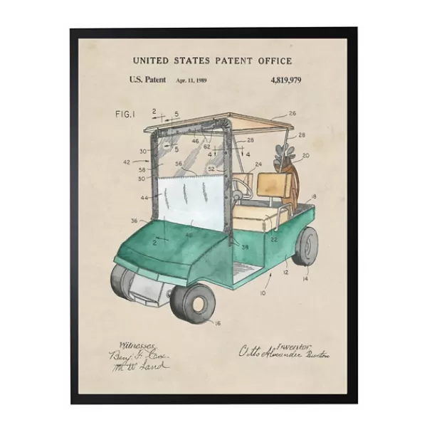 Framed Art-Kirkland's Home Golf Cart Patent Framed Art Print Tan