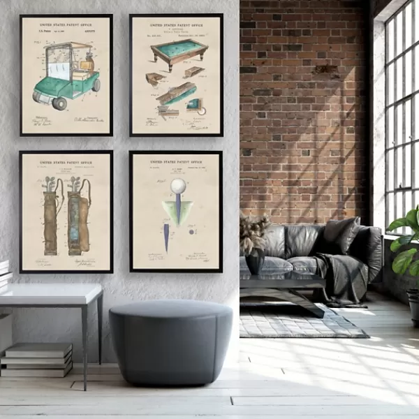 Framed Art-Kirkland's Home Golf Cart Patent Framed Art Print Tan