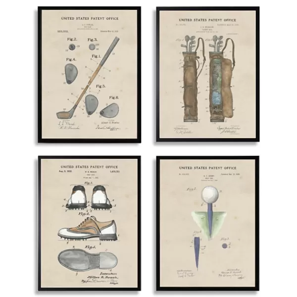 Framed Art-Kirkland's Home Golf Patents Framed Art Prints, Set Of 4 Brown/Multi