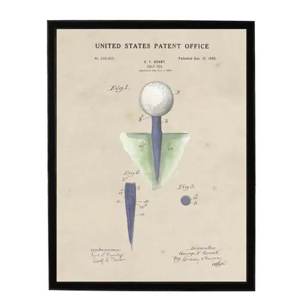 Framed Art-Kirkland's Home Golf Tee Patent Framed Art Print Tan