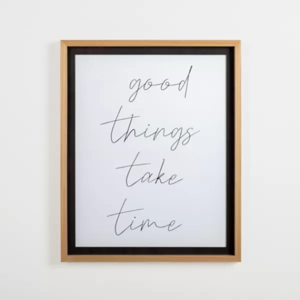 Wall Quotes & Signs-Kirkland's Home Good Things Take Time Framed Wall Plaque White/Black