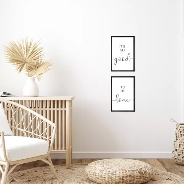 Wall Quotes & Signs-Kirkland's Home Good To Be Home Black Framed Art Prints, Set Of 2 Black/White