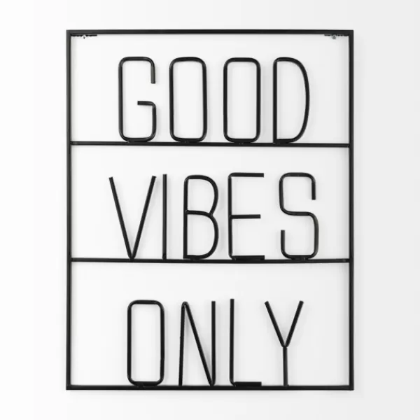 Wall Quotes & Signs-Kirkland's Home Good Vibes Only Metal Wall Plaque Black