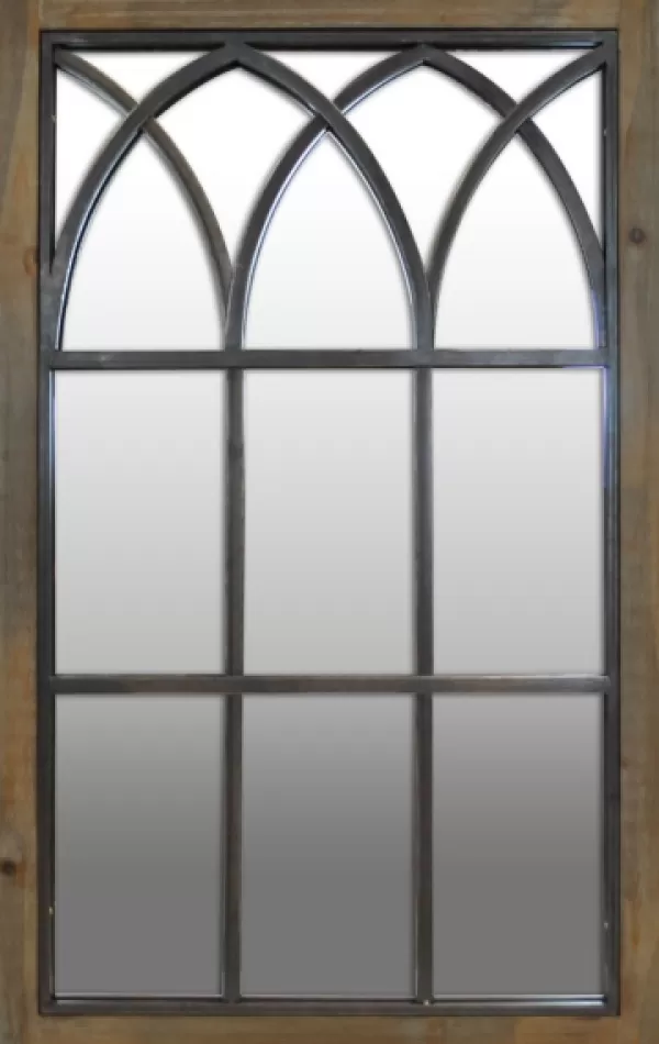 Decorative Mirrors-Kirkland's Home Grandview Arched Windowpane Mirror, 24X37.5 In. Brown