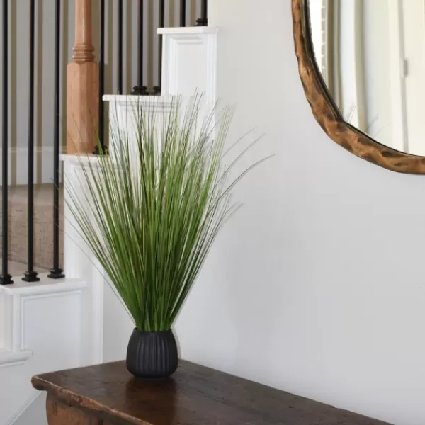 Arrangements & Greenery-Kirkland's Home Grass Arrangement In Black Ribbed Pot Green/Black