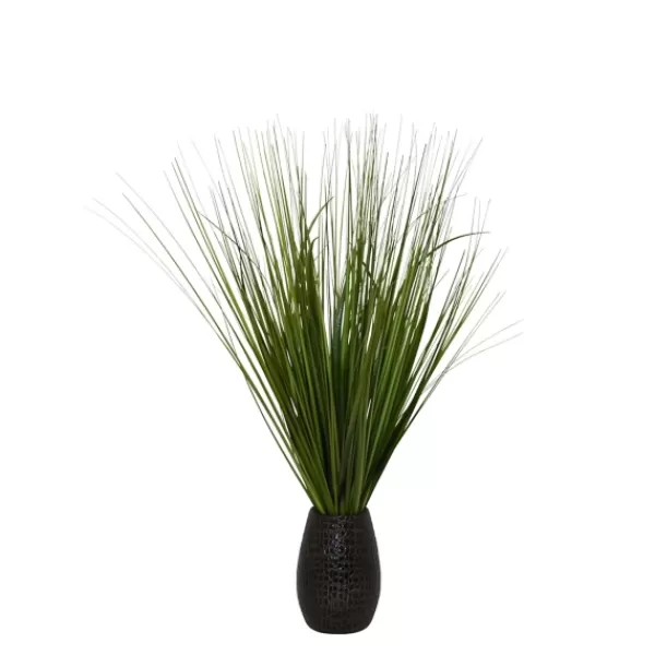 Arrangements & Greenery-Kirkland's Home Grass Arrangement In Crackled Black Pot Green/Black