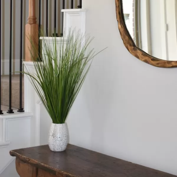 Arrangements & Greenery-Kirkland's Home Grass Arrangement In Crackled Cream Pot Green/Ivory