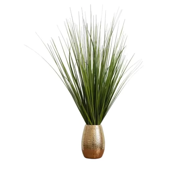 Arrangements & Greenery-Kirkland's Home Grass Arrangement In Crackled Gold Pot Green/Gold