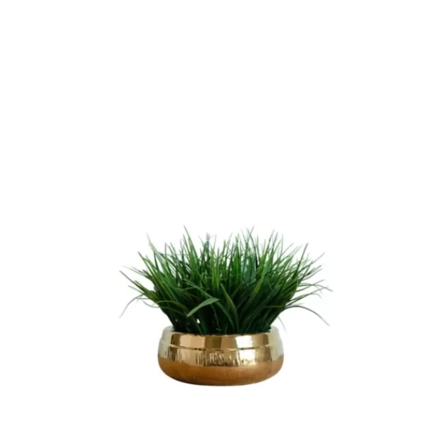 Arrangements & Greenery-Kirkland's Home Grass Arrangement In Gold Ceramic Bowl Green/Gold