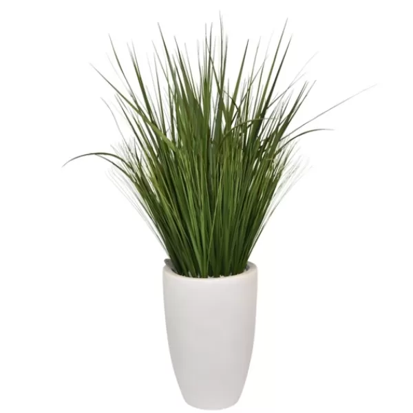 Arrangements & Greenery-Kirkland's Home Grass Arrangement In White Cement Pot Green/White