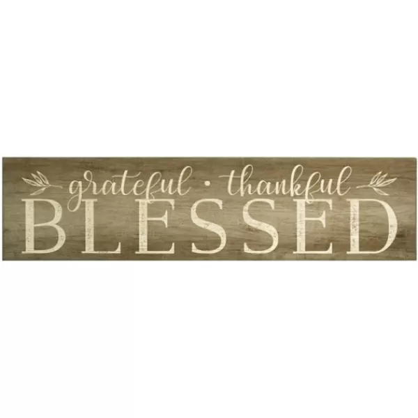 Wall Quotes & Signs-Kirkland's Home Grateful, Thankful, Blessed Wooden Wall Plaque Brown/White