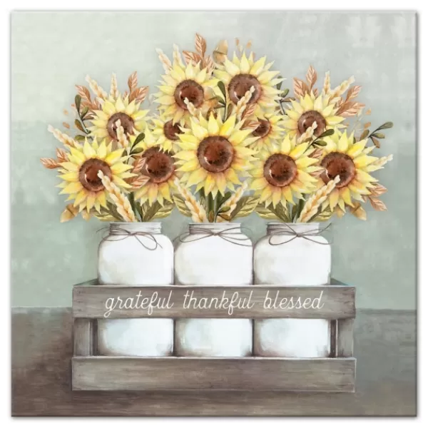 Wall Quotes & Signs-Kirkland's Home Gratitude Sunflowers Canvas Art Print Yellow